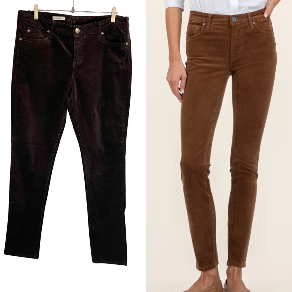 Kut from the Kloth Brown Mia Corduroy Slim Fit Toothpick Skinny Pants